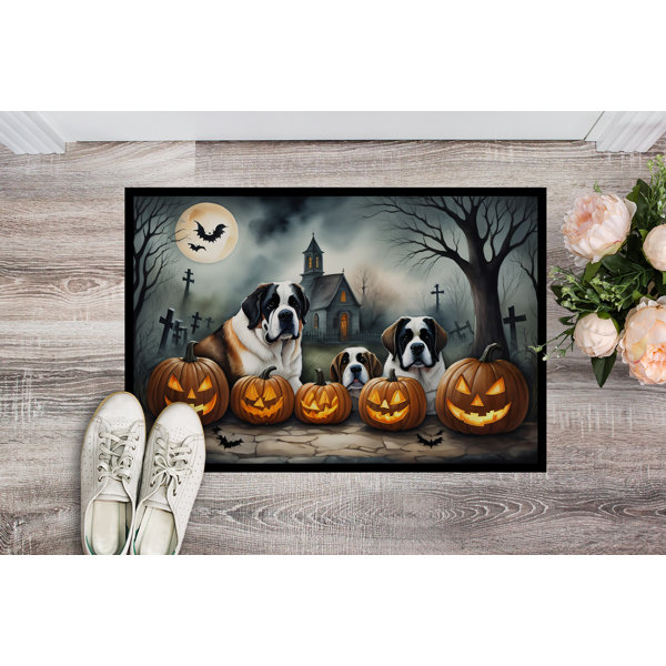 Arlmont & Co. Saint Bernard Spooky Halloween Doormat 18x27 Wayfair Canada